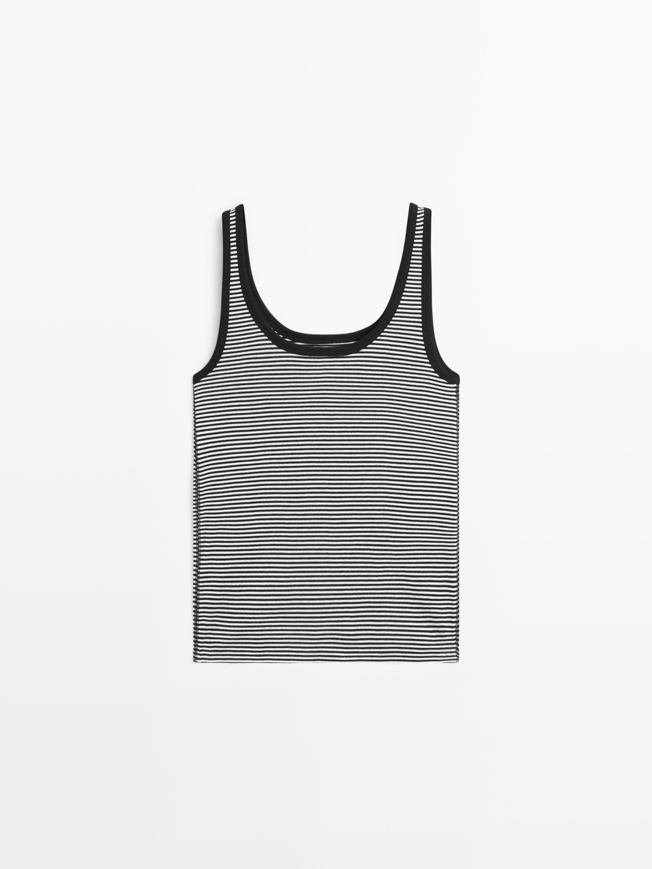 Cotton top with striped detail